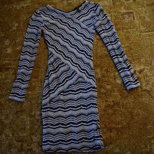 BCBGMaxAzria BCBG MAX AZRIA XXS Melysa Navy Blue Lace Bodycon Long Sleeve Dress